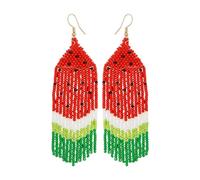 Watermelon Multicolor Fringe Drop Earrings,Long Beaded Tassel Earrings for Women,Handmade Earrings Colorful Statement Earrings Jewelry Gifts Idea for Women, Girls, Sister, Lover, Party, Daily Wear,