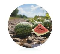 Watermelon on The Ground Cutting Boards Tempered Glass Chopping Board for Kitchen Multipurpose Cutting Surface Lightweight Round Butcher Block Unique Design Chopping Block
