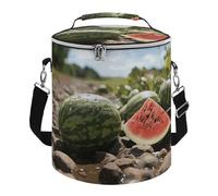 Watermelon on The Ground Lunch Bag, 15L Portable Leakproof Picnic Basket with Shoulder Strap, Insulated Picnic Cooler Bag for Camping, Beach, Hiking & Groceries