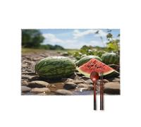 Watermelon on The Ground Placemats Set of 6 Non-Slip Heat Resistant Place Mats Waterproof Oil-Proof Kitchen Placemats Indoor Outdoor Table Mats 17.7 X 11.8 Inch