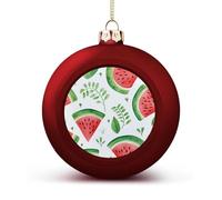 Watermelon Pattern Christmas Tree Ornaments 4CM Shatterproof Pc Plastic Balls with Lanyard Baubles Hanging Christmas Ball Ornaments for Xmas Tree Holiday Party Wedding Home Decorations