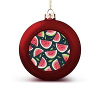 Watermelon Pattern Christmas Tree Ornaments 4CM Shatterproof Pc Plastic Balls with Lanyard Baubles Hanging Christmas Ball Ornaments for Xmas Tree Holiday Party Wedding Home Decorations