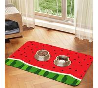 Watermelon Pattern, Fruit, Red, Stylish,Waterproof Pet Feeding Mat,Cat Dog Placemats for Food and Water, PU Leather Food Mats,40x60cm