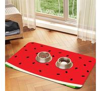 Watermelon Pattern,Fruit,Red,Stylish,Waterproof Pet Feeding Mat,PU Leather Placemats for Cat Dog Water Bowl,Food Mats,40x60cm