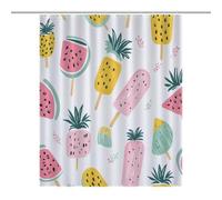 Watermelon Pineapple Popsicles Washable Shower Curtain for Bathroom Funny Bath Accessories Curtains with Grommets Hooks 56.30x70.87Inch（143x180cm）