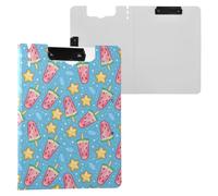 Watermelon Popsicles Stars Ice Cubes Pattern Clipboard Folder, A4 Size Folder Clipboard with Pen Slot for Office School