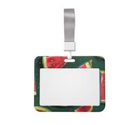 Watermelon Printed ID Badge Holder with Lanyard, Clear Plastic Badge Holder for Work, School, Hospital, Security - Water Resistant & Dirt Proof