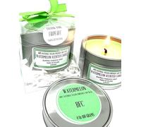 Watermelon Scented Soy Wax Candle - Handmade BFC - Watermelon Scented 28 Hours Burn Time 4 Oz 100 Grams Soy Wax Candle Silver Brush Finish Tin. Watermelon Scented