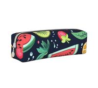 Watermelon Seed Kiwi Pencil Case Portable Cylindrical Pencil Pouch with Zipper Leather Cosmetic Pouch Bag