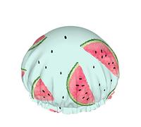Watermelon Shower Cap,Blue Cartoon Watermelon Pattern Waterproof Double Layer Bath Caps Perfect For All Hair Lengths And Thicknesses