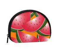 Watermelon Slice Print Portable Mini Storage Bag Shell Shaped Wallet Small Coin Wallet Shell Storage Bag