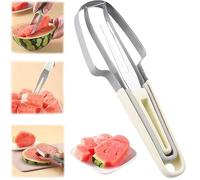 Watermelon Slicer, 3 in 1 Watermelon Slicer, Stainless Steel Watermelon Ice Lolly Cutter, Watermelon Fork Cutter, Melon Cutter, Watermelon Knife, Fruit Cutter (Beige)