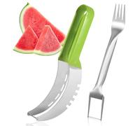 Watermelon Slicer Cutter,2-in-1 Stainless Steel Watermelon Slicer & Fork,Portable Melon Cutter Tool for Cantaloupe, Papaya, Dragon Fruit,Ideal for Home, Kitchen, Camping,and Parties