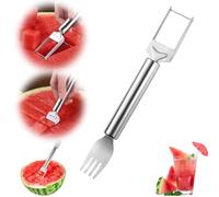 Watermelon Slicer Cutter - 2-in-1 Watermelon Fork Slicer - Dual Head Fruit Forks Slicer Knife - Stainless Steel Fruit Cutter - Multifunctional Fruit Fork - for Cantaloupe Dragon Fruit Watermelon (B)