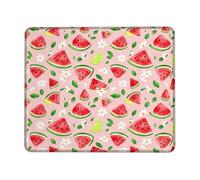 Watermelon Small Mouse Pad, Summer Tropical Lime Flowers Summer Peach Square Rubber Non Slip Mini Travel Desk Mousepad Decor for Home Office Work Gaming Desk Square 8x10 Inch