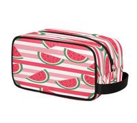 Watermelon Stripes Summer Fruit Toiletry Bag for Travel, Cosmetic Makeup Bag Waterproof Polyester Shaving Bag for Men Women Kids, Portable Organizer for Bathroom Gym Vacation