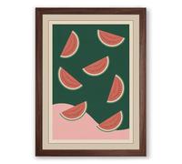 Watermelon Summer Mid-Century Framed Wall Art Print A2 (59.4×42cm) Walnut, Wall Decor for Living Room, Bedroom, Office & Home, Ready to Hang, Art Gift