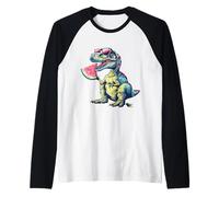 Watermelon T-Rex Wildlife Watermelons Fruit Artwork Motif Raglan Baseball Tee