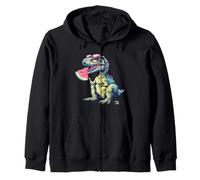 Watermelon T-Rex Wildlife Watermelons Fruit Artwork Motif Zip Hoodie