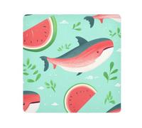 Watermelon Whales Camera Wrap Cloth, Squares Magic Self-Adhesive Cloth for Lens Camera Anti-Scratch Lens Protector Makeup Wrap Cloth Bag 21.7" x 21.7"