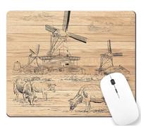 Watermill And Cows Grazing On The Meadow Mouse Mat Portable Mousepad Soft Mouse Pads For Computer Pc Office 25X30Cm