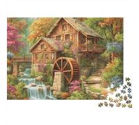 Watermill Cabin 1000 Piece Jigsaw Puzzle for Adults Autumn Forest Puzzle Game for Family Relaxation Focus Home Decor Gift 52x38cm/1000pcs