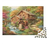 Watermill Village Puzzle 1000 Piece Recycled Paper for Adults Puzzle for Adults Educational Game Decompression Fun Home Activity Great Gift for Men Women 38x26cm/1000pcs