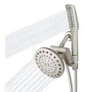 Waterpik High Pressure Pulsating Shower Wand and Rain Shower Head Combo with Extra-Long 8-Foot Metal Hose, HairWand Pulse Spa System 12 Spray Modes for Hair and Body, Brushed Nickel