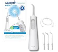 Waterpik Water Flosser Cordless Pearl, Plaque Remover for Teeth, White | 2 pressure settings, 4 Tips Included, Travel Friendly Oral Irrigator, USB Charger, Portable & Compact, WF-13UK