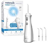 Waterpik Cordless Pearl Water Flosser, Electric Dental Flosser, Rechargeable Dental Plaque Removal Tool, Clean Between Teeth, Oral Irrigator, Ideal for Travel or Small Bathrooms, White, WF-13UK