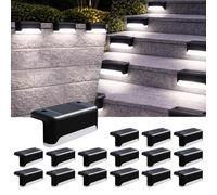 Waterproof 16 Pack Solar Fence Lights Outdoor Garden - Warm White LED Wall Light with Auto On-Off LED - Dusk to Dawn Outdoor Lighting for Deck Yard Balcony Garage - 10 Lumens Glow Pathway Lighting