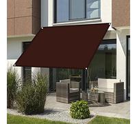 Waterproof 1x1.2m Retractable Sunshade Canopy UV Protection with Tie Ropes & Mounting Kit Ideal for Patio rden Balcony - Brown Outdoor Shade Solution