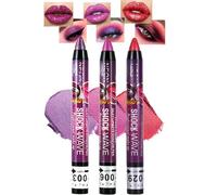 Waterproof 2-in-1 Creamy Eyeshadow Stick & Eyeliner Pencil Set - 3 Vibrant Shimmering Glitter Twist-Up Makeup Crayons for Smokey Eye Looks & Long-Lasting Daily Wear on Mature Skin with Deep Purple,