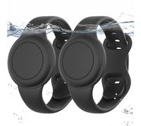 Waterproof 2 Pack Apples AirTags Bracelet for Kid, Hidden Silicone Air Tag Holder for Kid, AirTags GPS Tracker Watch -Black+Black