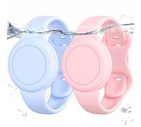 Waterproof 2 Pack Apples AirTags Bracelet for Kid, Hidden Silicone Air Tag Holder for Kid, AirTags GPS Tracker Watch -Sky Blue+Pink