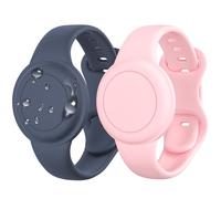 Waterproof 2 Pack Apples AirTags Bracelet for Kid, Hidden Silicone Air Tag Holder for Kid, AirTags GPS Tracker Watch -Dark Blue+Pink