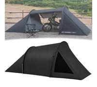 Waterproof 2 Room Camping Tunnel Tent for Two Riders, Protective Motorcycle Storage Shelter, Windproof Outdoor Tent for Family Picnic Wilderness Motorbike Travel