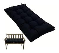 Waterproof 2-Seater Garden Bench Cushion 130x50cm with Non-Slip Straps - Patio Furniture Replacement Pad for Indoor & Outdoor Benches, Dining & Kitchen Seats, Swing Chair (Black)