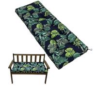 Waterproof 2-Seater Garden Bench Cushion 130x50cm with Non-Slip Straps - Patio Furniture Replacement Pad for Indoor & Outdoor Benches, Dining & Kitchen Seats, Swing Chair (Tropical Leaves)