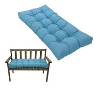 Waterproof 2-Seater Garden Bench Cushion 130x50cm with Non-Slip Straps - Patio Furniture Replacement Pad for Indoor & Outdoor Benches, Dining & Kitchen Seats, Swing Chair (Blue)
