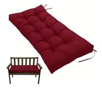 Waterproof 2-Seater Garden Bench Cushion 130x50cm with Non-Slip Straps - Patio Furniture Replacement Pad for Indoor & Outdoor Benches, Dining & Kitchen Seats, Swing Chair (Wine Red)
