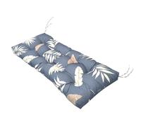 Waterproof 2-Seater Garden Bench Cushion 130x50cm with Non-Slip Straps - Patio Furniture Replacement Pad for Indoor & Outdoor Benches, Dining & Kitchen Seats, Swing Chair (Grey Leaves)