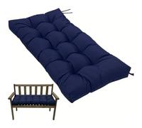 Waterproof 2-Seater Garden Bench Cushion 130x50cm with Non-Slip Straps - Patio Furniture Replacement Pad for Indoor & Outdoor Benches, Dining & Kitchen Seats, Swing Chair (Navy Blue)