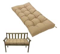 Waterproof 2-Seater Garden Bench Cushion 130x50cm with Non-Slip Straps - Patio Furniture Replacement Pad for Indoor & Outdoor Benches, Dining & Kitchen Seats, Swing Chair (Khaki)