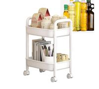 Waterproof 2-Tier Rolling Kitchen Cart Anti-Slip Utility Trolley with Quick-Drying Shelf for Skincare & Sauce Bottles Compact 10.63x19.49 inches Perfect for Bedroom rage