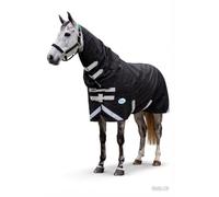 Waterproof 200g 1200 Denier Ripstop Heavy Duty Turnout Rug Extra Deep with Detachable Neck (Black, 6'6)