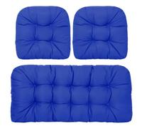 Waterproof 3-Piece Garden Chair Cushions Set - Outdoor Seat & Backrest Pads for Rattan Furniture, Patio Swing & Bench - Weather Resistant Replacement Cushions for Patio Garden Furniture (Royal Blue)
