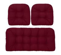 Waterproof 3-Piece Garden Chair Cushions Set - Outdoor Seat & Backrest Pads for Rattan Furniture, Patio Swing & Bench - Weather Resistant Replacement Cushions for Patio Garden Furniture (Burgundy)
