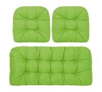 Waterproof 3-Piece Garden Chair Cushions Set - Outdoor Seat & Backrest Pads for Rattan Furniture, Patio Swing & Bench - Weather Resistant Replacement Cushions for Patio Garden Furniture (Lime Green)