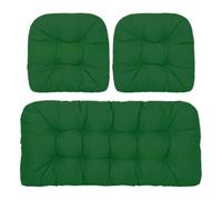 Waterproof 3-Piece Garden Chair Cushions Set - Outdoor Seat & Backrest Pads for Rattan Furniture, Patio Swing & Bench - Weather Resistant Replacement Cushions for Patio Garden Furniture (Forest Green)